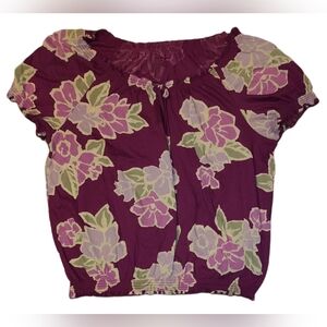 Croft & Barrow Croft Floral Peasant Top 1X